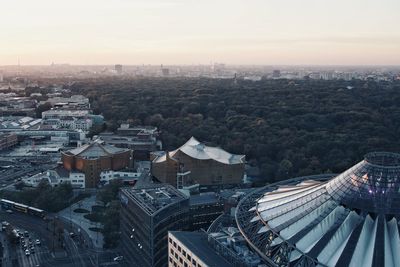 High angle view of buildings in city