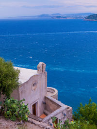 High angle view of sea against sky