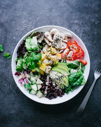 Directly above shot of food in bowl