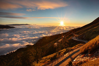 Scenic view of landscape against sky during sunset