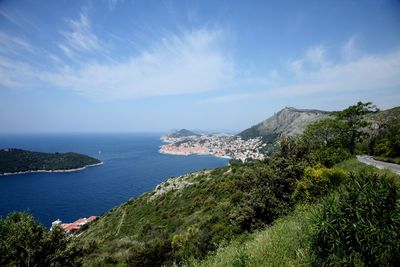 Scenic view of landscape against cloudy sky