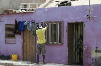 Clothes drying on window