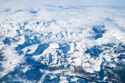 Aerial view of snowcapped mountain