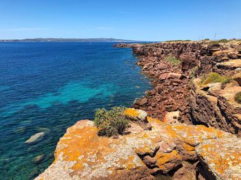 Scenic view of sea against clear sky