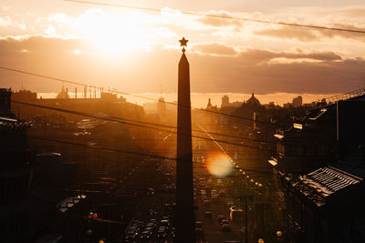 Leningrad hero city obelisk on vosstaniya square in saint petersburg, russia. sunset landscape. 