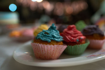 Close-up of cupcakes on table