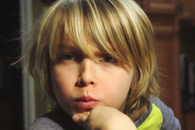 Close-up of blonde boy