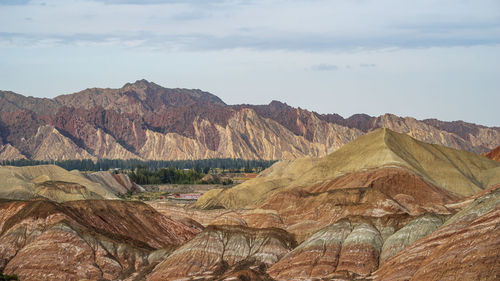 Danxia scenic view of mountains against sky