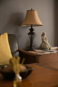Lamp on table at home