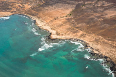 Aerial view of sea and land