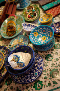 Close-up high angle view of multi colored