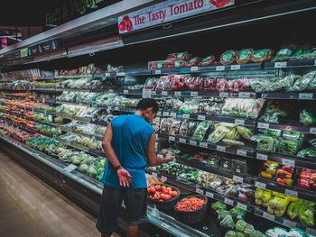 Full length of man standing at market stall