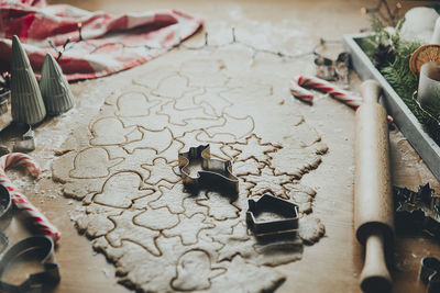 High angle view of crab on table