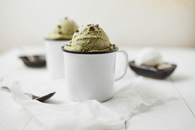 Close-up of dessert on table