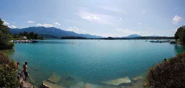 Scenic view of lake against sky