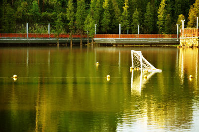 Scenic view of lake against trees