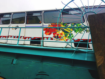 Train in front of building