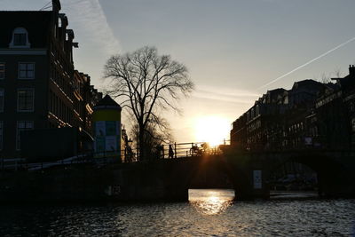 View of city at sunset