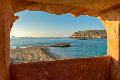 Scenic view of sea against clear sky