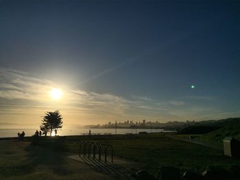 Scenic view of landscape at sunset