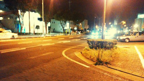 View of city street at night