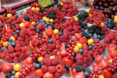 High angle view of fruits for sale at market