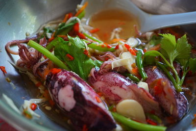 Close-up of meal served in plate