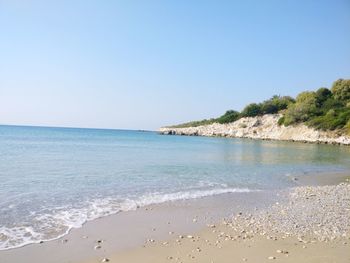 Scenic view of sea against clear sky