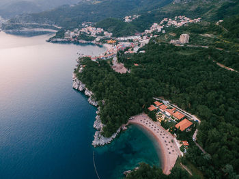High angle view of buildings in city