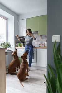 Man with dog at home