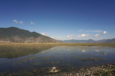 Scenic view of lake against sky