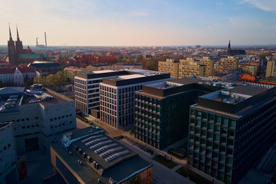 Modern residential area in wroclaw city, aerial view