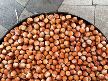 High angle view of eggs in container