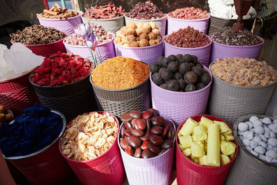 High angle view of fruits for sale in market