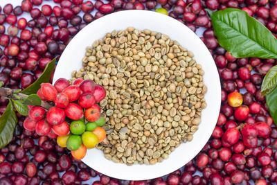 High angle view of fruits in container