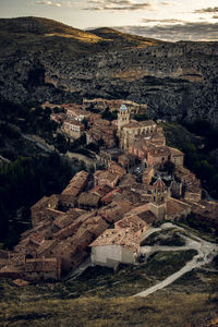 High angle view of ancienr buildings in city