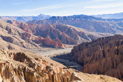 Panoramic view of landscape and mountains against sky