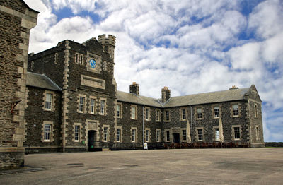 Low angle view of old building against sky