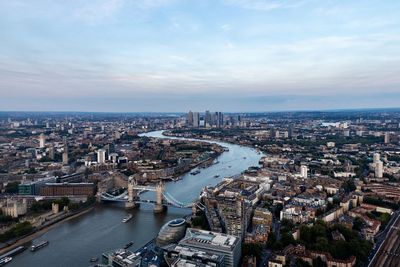 High angle view of cityscape against sky