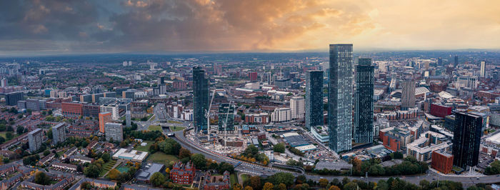 Aerial view of manchester city in uk