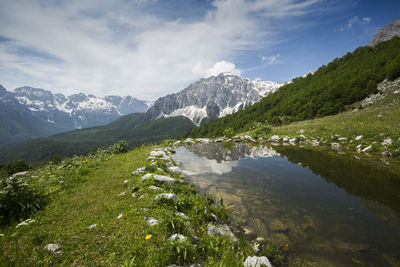 Scenic view of mountains against sky