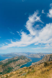 Scenic view of landscape against blue sky