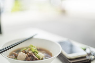 Close-up of food in bowl on table