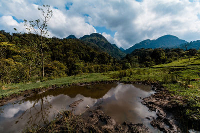 Scenic view of mountains against sky