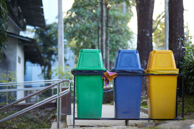 Empty chairs in park