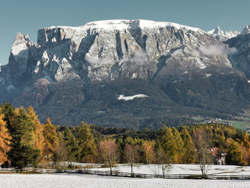 Dolomites scenic view of snowcapped mountains 