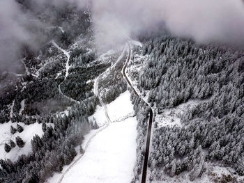 Scenic view of snow covered land