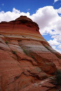 Low angle view of rock formations against sky