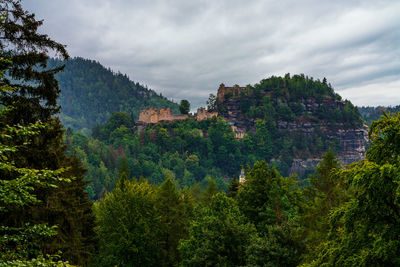 Panoramic view of the ruined monastery in oybin, germany.