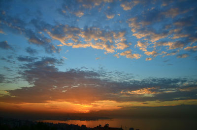 Scenic view of sunset over sea